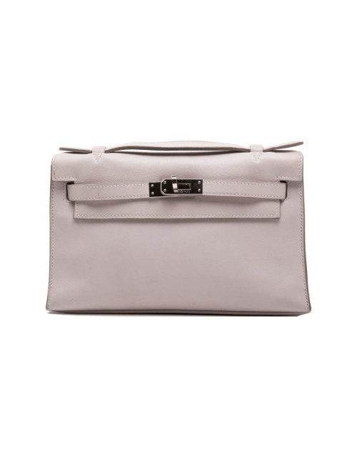 HERMES Kelly Clutch in pink swilt calf leather