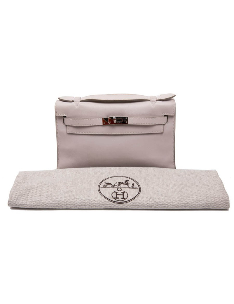 HERMES Kelly Clutch in pink swilt calf leather