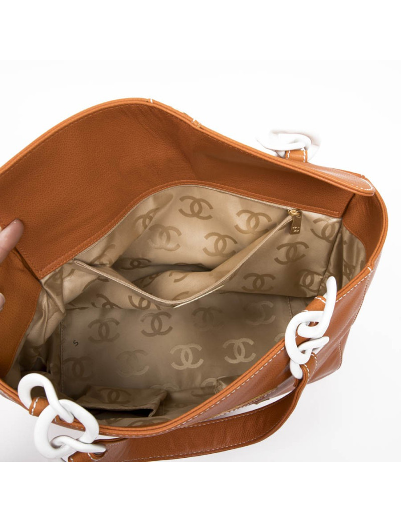 CHANEL tote bag in orange leather