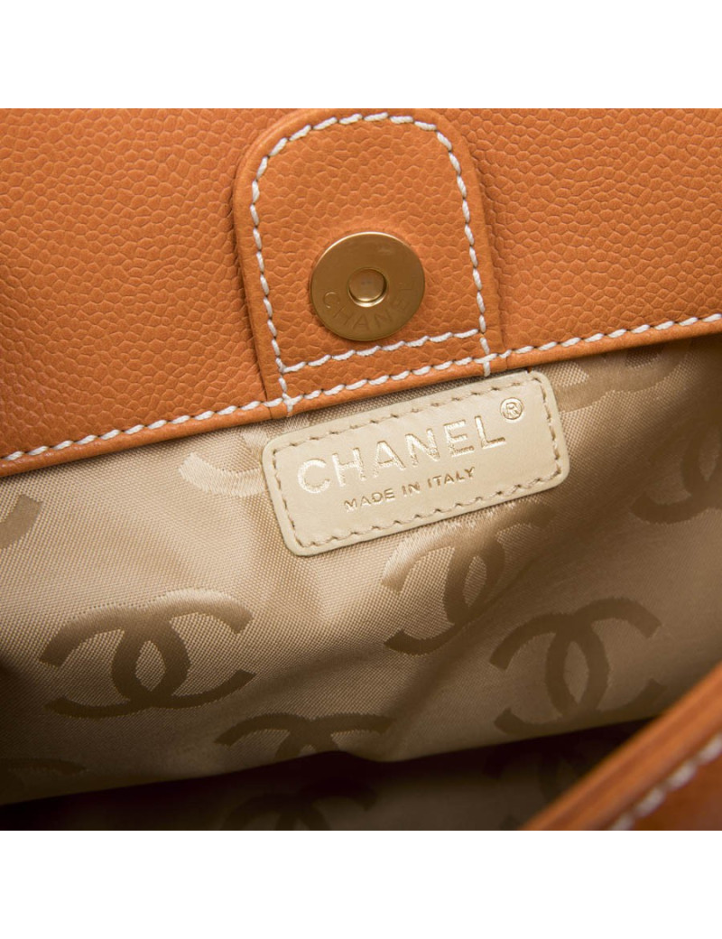 CHANEL tote bag in orange leather