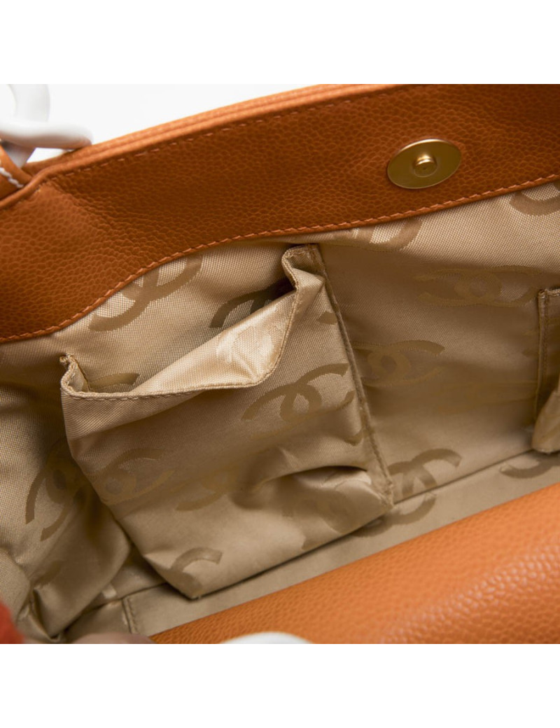 Sac cabas CHANEL cuir orange