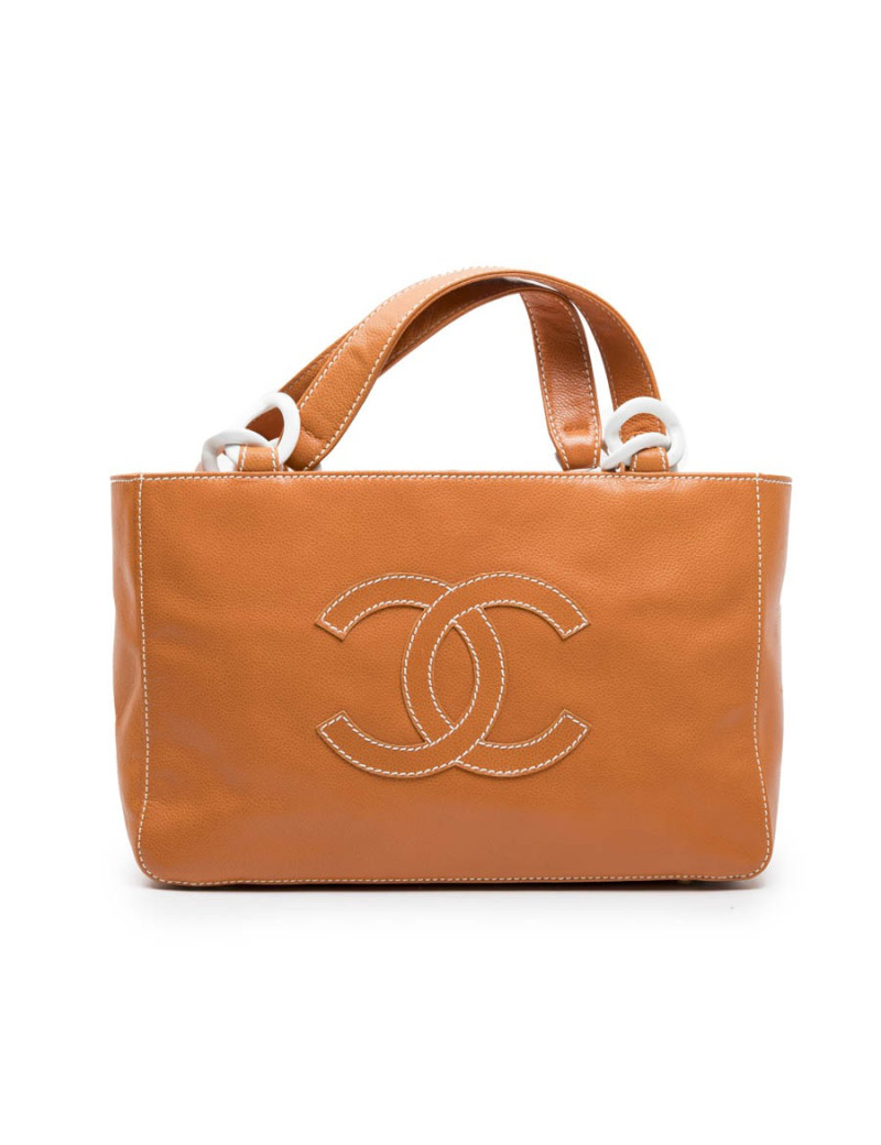 Sac cabas CHANEL cuir orange