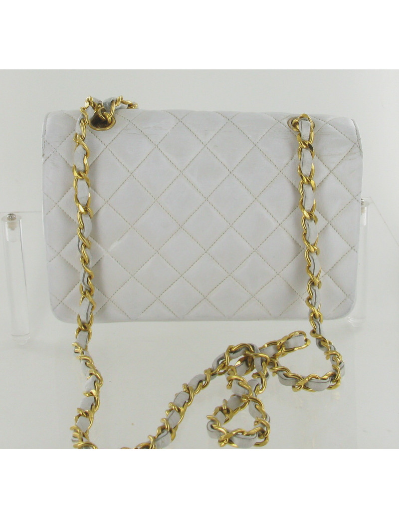 Petit sac CHANEL "Mademoiselle" cuir matelassé blanc