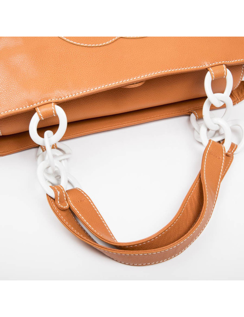 Sac cabas CHANEL cuir orange
