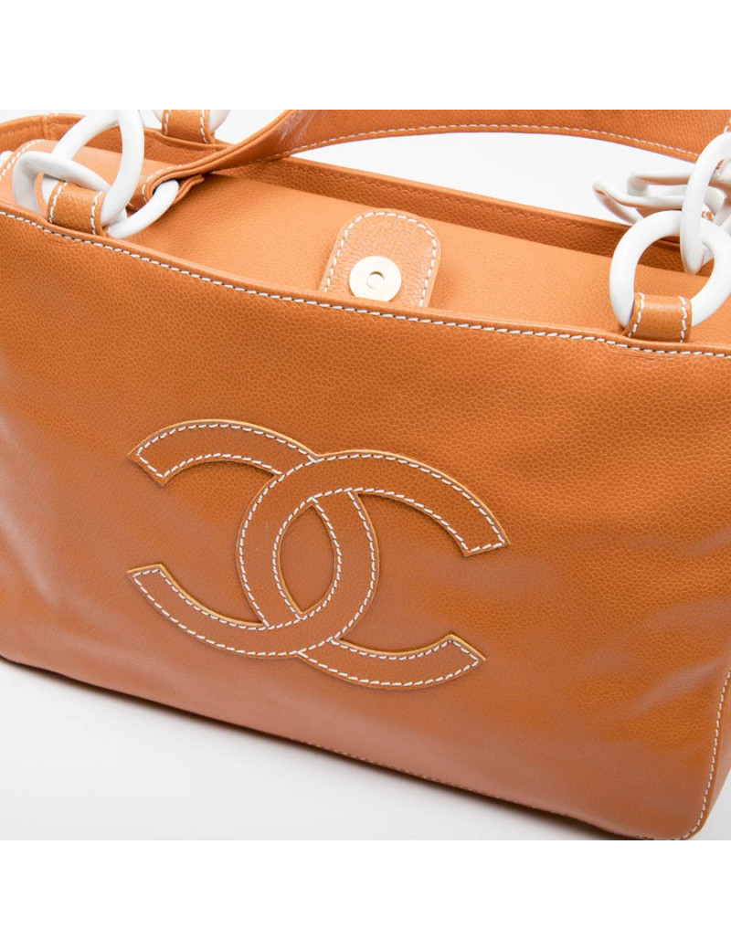 CHANEL tote bag in orange leather