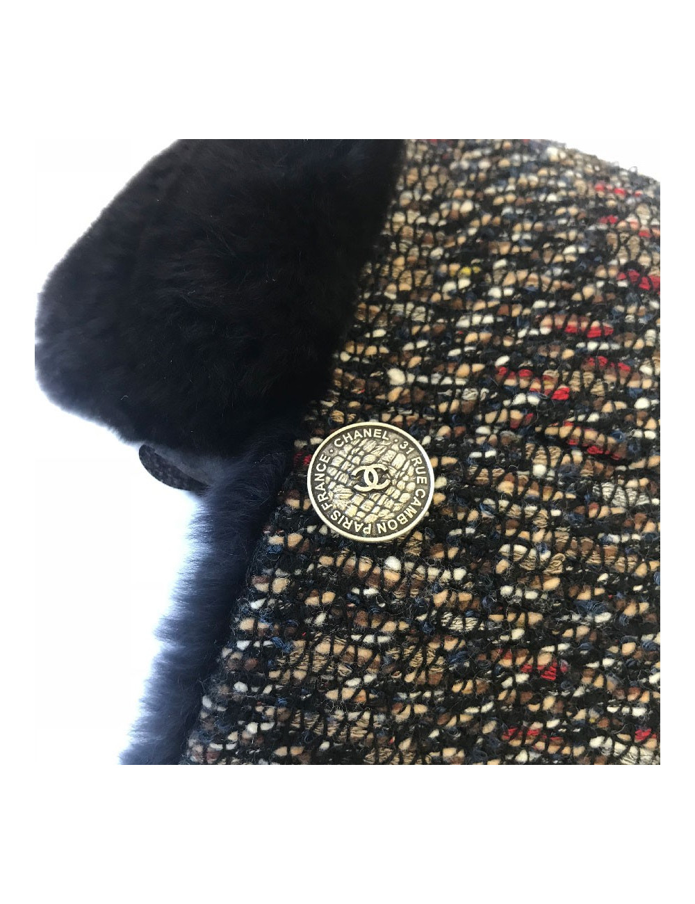 CHANEL tweed chapka size 57