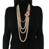 CHANEL necklace with 4 row of pearls and orange molten glass