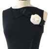 CHANEL camellia knot brooch in black and white fabric