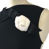 CHANEL camellia knot brooch in black and white fabric
