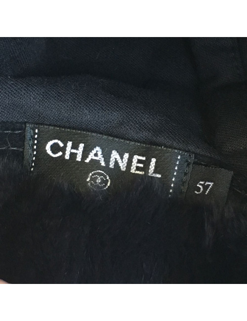 CHANEL tweed chapka size 57