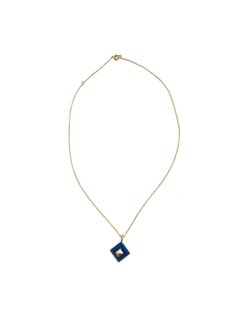 Collier HERMES en or avec pendentif Médor en lapis lazuli