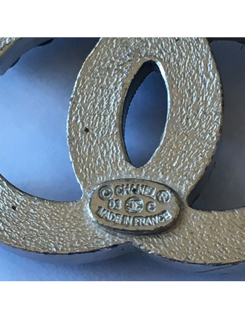 E.S Ceinture CHANEL en cuir noir et satin 