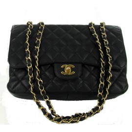 "Mademoiselle" CHANEL Jumbo caviar leather bag