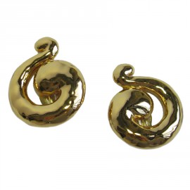 Boucles d'oreille clips YSL YVES SAINT LAURENT vintage en métal doré