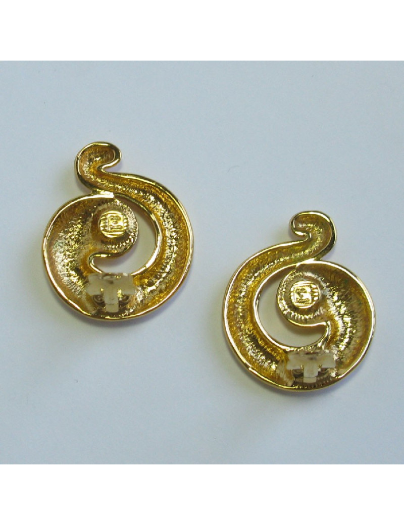 XXX Boucles d'oreille clips YSL YVES SAINT LAURENT vintage en métal doré
