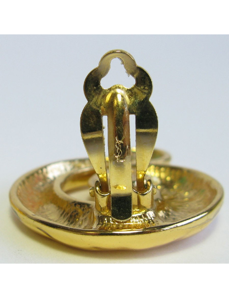 XXX Boucles d'oreille clips YSL YVES SAINT LAURENT vintage en métal doré