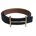 Hermes belt vintage reversible black box leather and epsom gold leather size 78