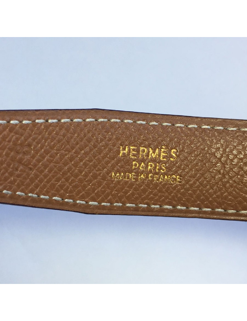 Ceinture HERMES T78 réversible cuir box noir et cuir epsom gold