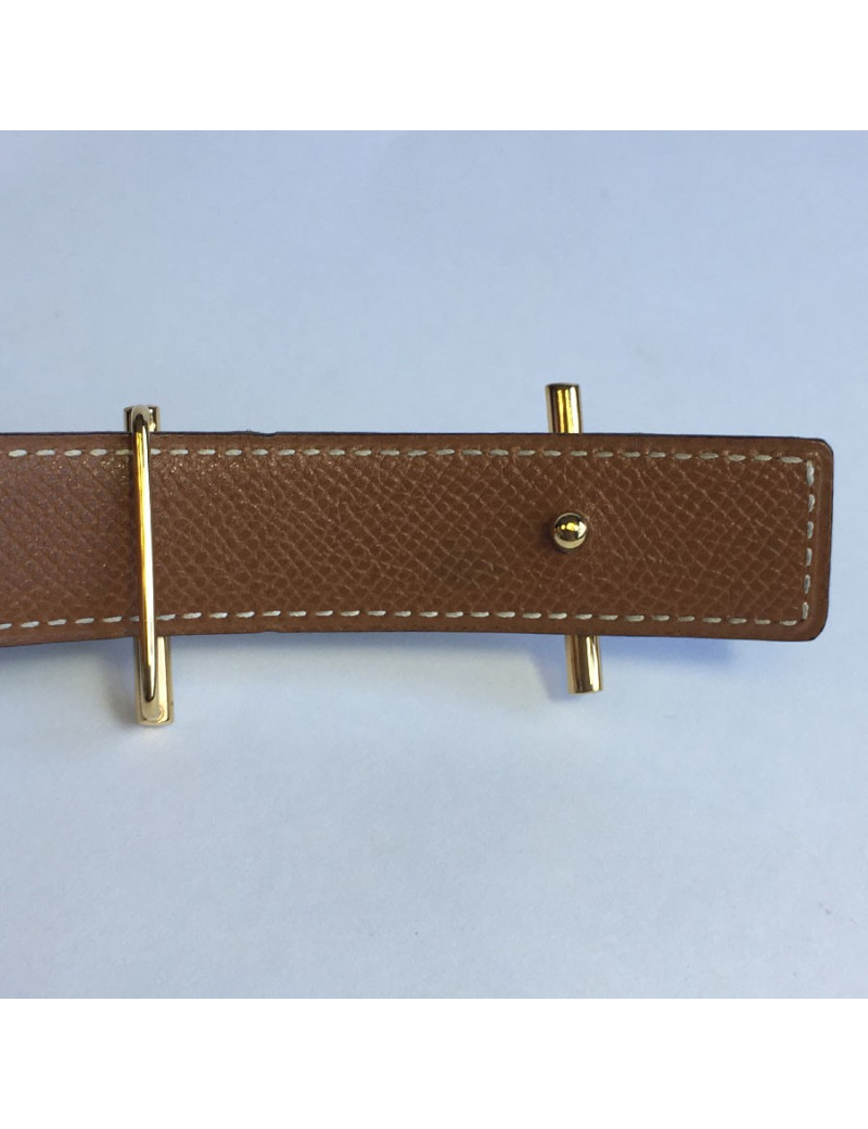 Hermes belt vintage reversible black box leather and epsom gold leather size 78