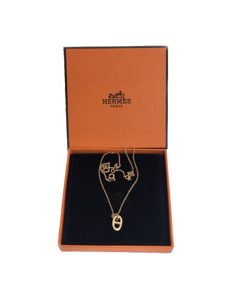 Collier HERMES 'Farandole' pendentif chaîne d'ancre en or jaune