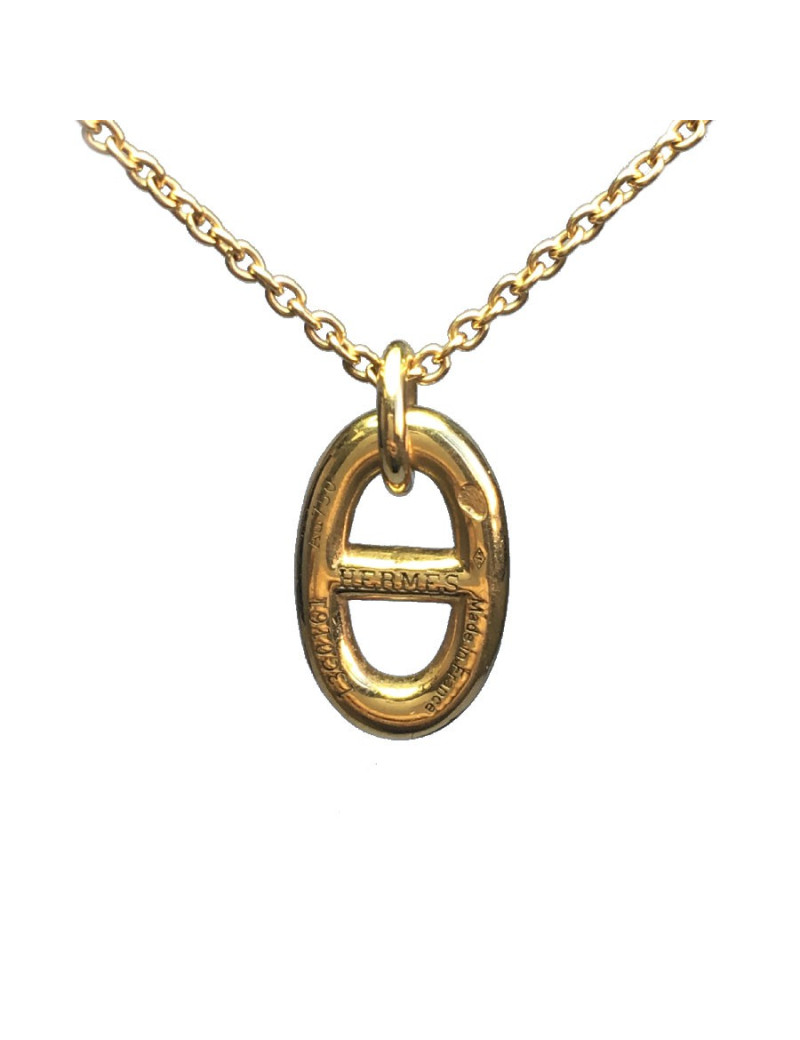 Collier HERMES 'Farandole' pendentif chaîne d'ancre en or jaune