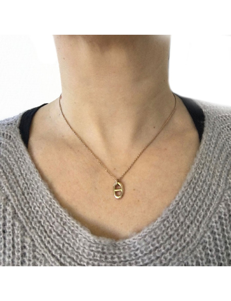 Collier HERMES 'Farandole' pendentif chaîne d'ancre en or jaune