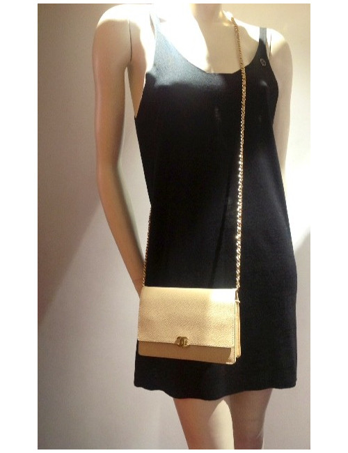 Petit sac -portefeuille CHANEL en cuir beige