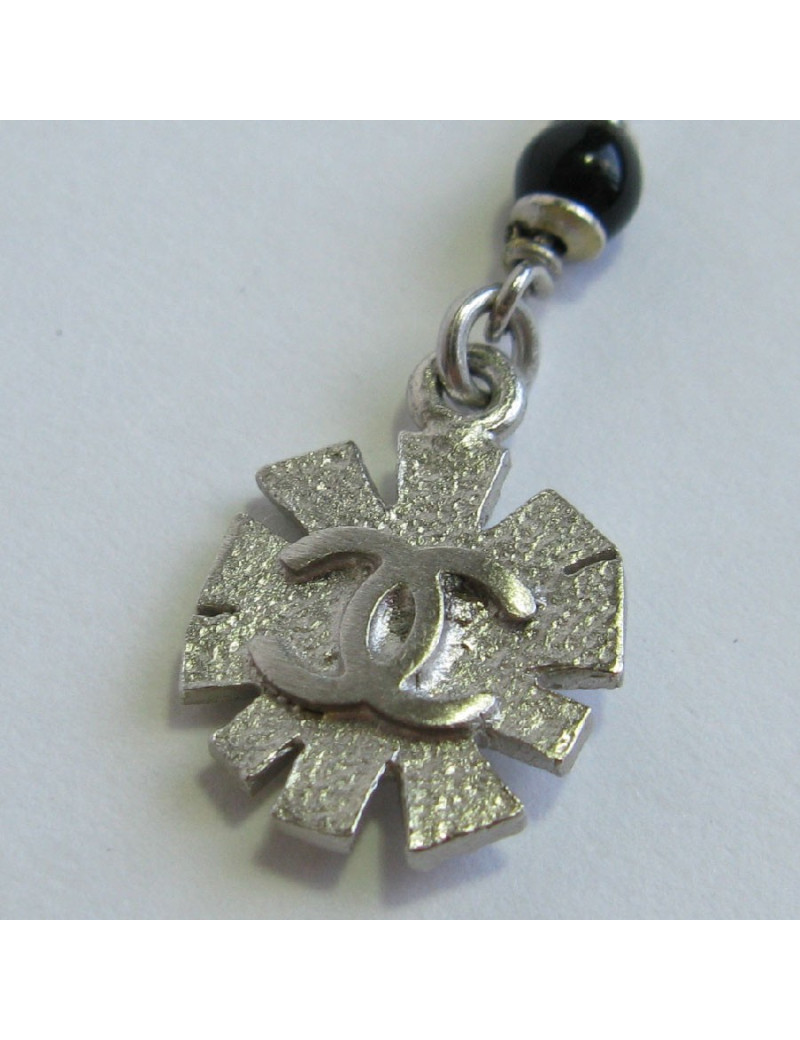 Boucles d'oreille clous CHANEL pendantes en métal argenté