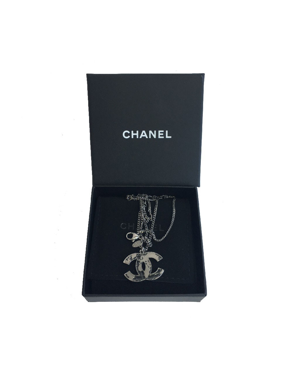 Collier CHANEL "CC" métal ruthénium