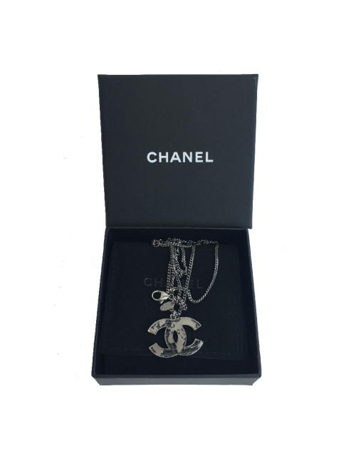 Collier CHANEL "CC" métal ruthénium