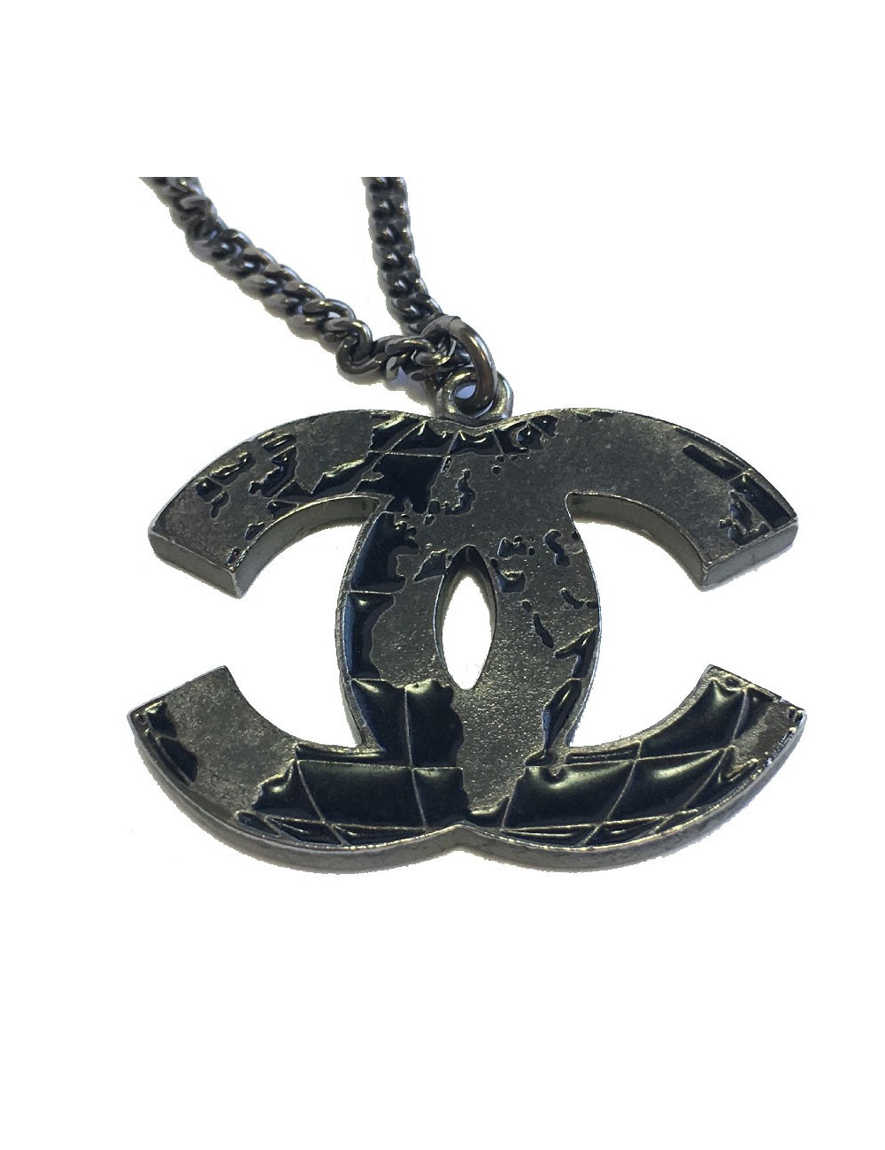 Collier CHANEL "CC" métal ruthénium