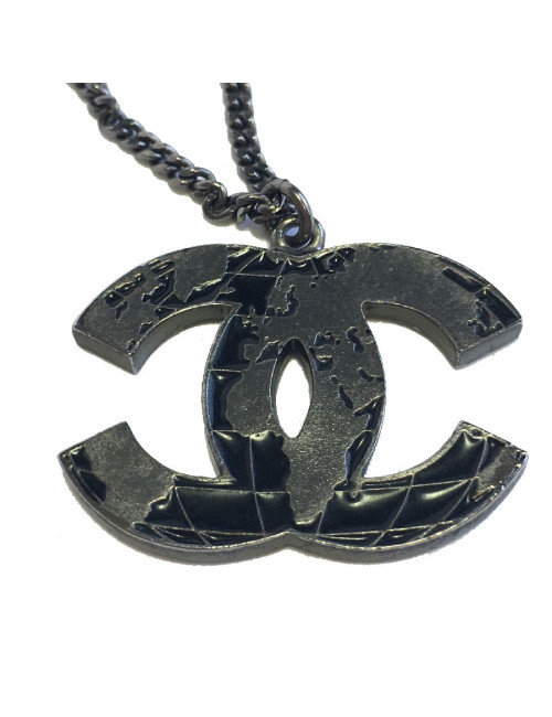 Collier CHANEL "CC" métal ruthénium