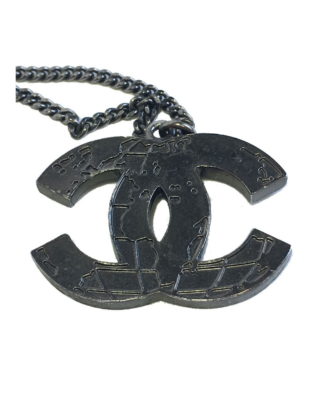 Collier CHANEL "CC" métal ruthénium
