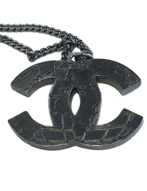 Collier CHANEL "CC" métal ruthénium