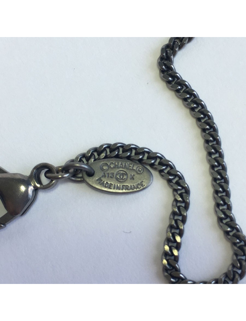 Collier CHANEL "CC" métal ruthénium