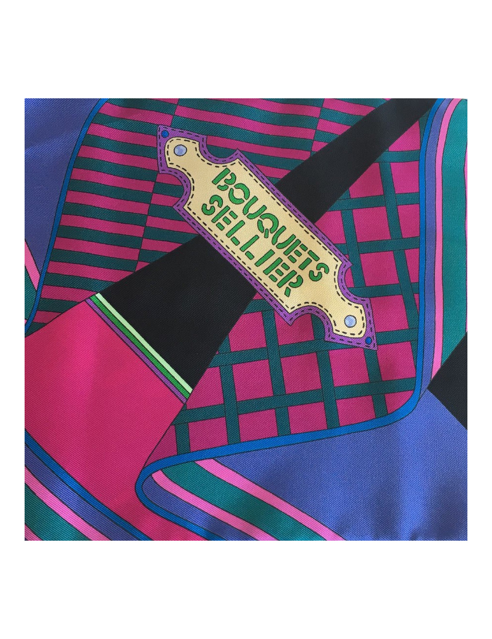 Maxi twilly HERMES 'Bouquets Selliers' en soie mauve