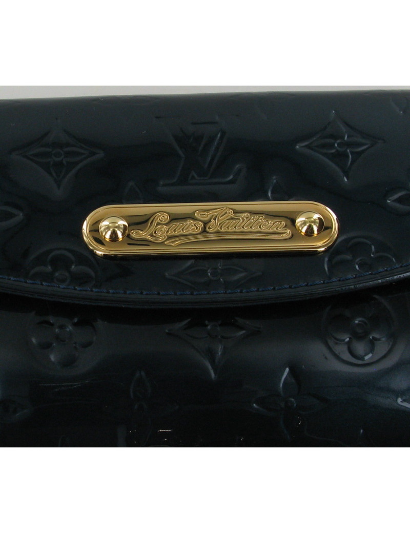 Pochette LOUIS VUITTON cuir vernis bleu monogramme "LV"