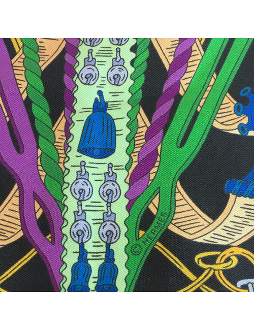 Maxi twilly HERMES 'Bouquets Selliers' en soie mauve