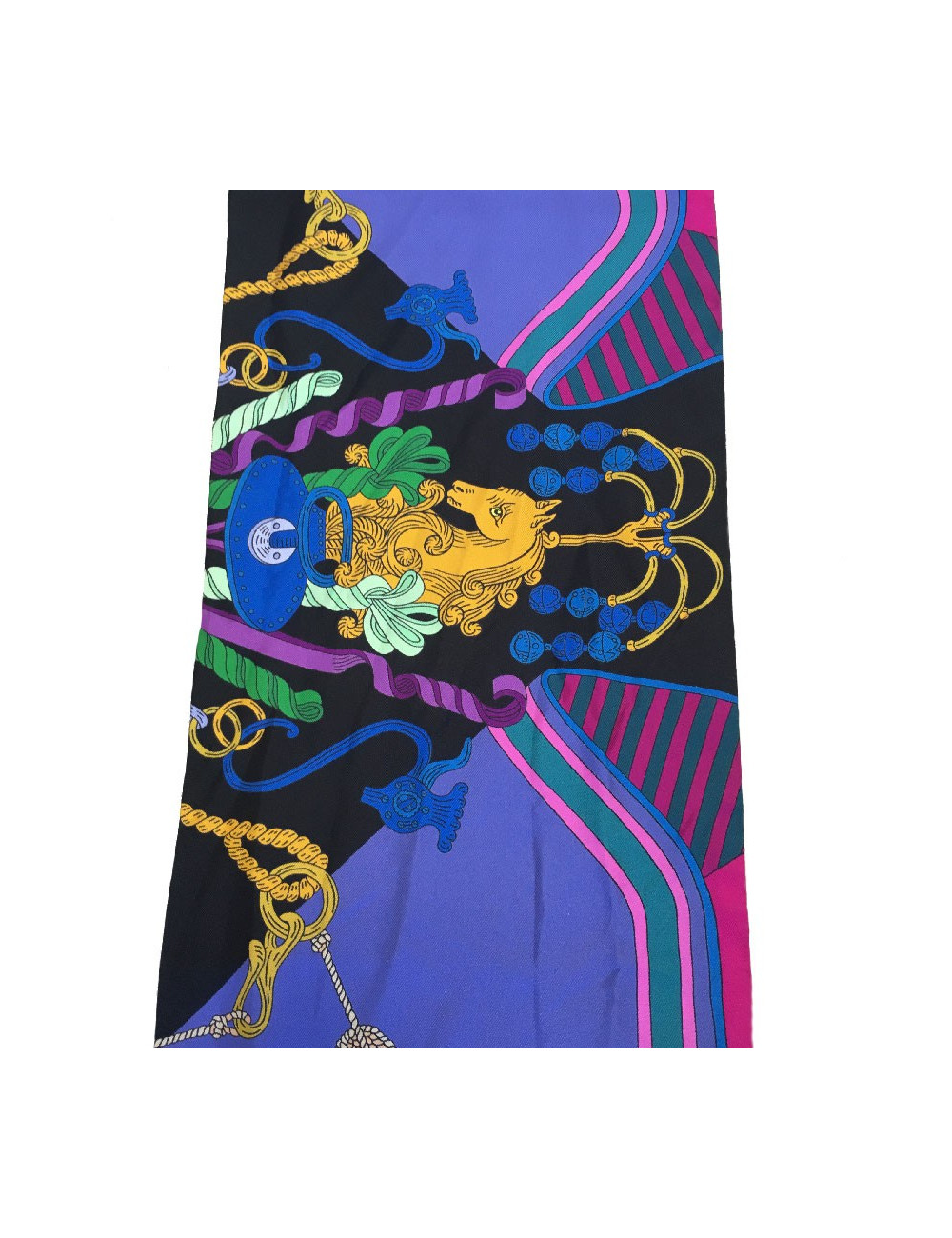 Maxi twilly HERMES 'Bouquets Selliers' en soie mauve