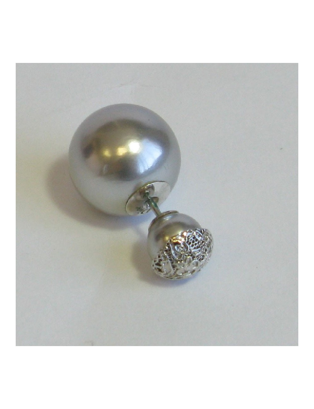 Boucle d'oreille clou "Tribales" DIOR argenté mat