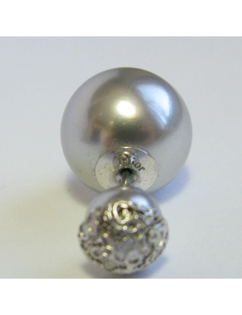 Boucle d'oreille clou "Tribales" DIOR argenté mat