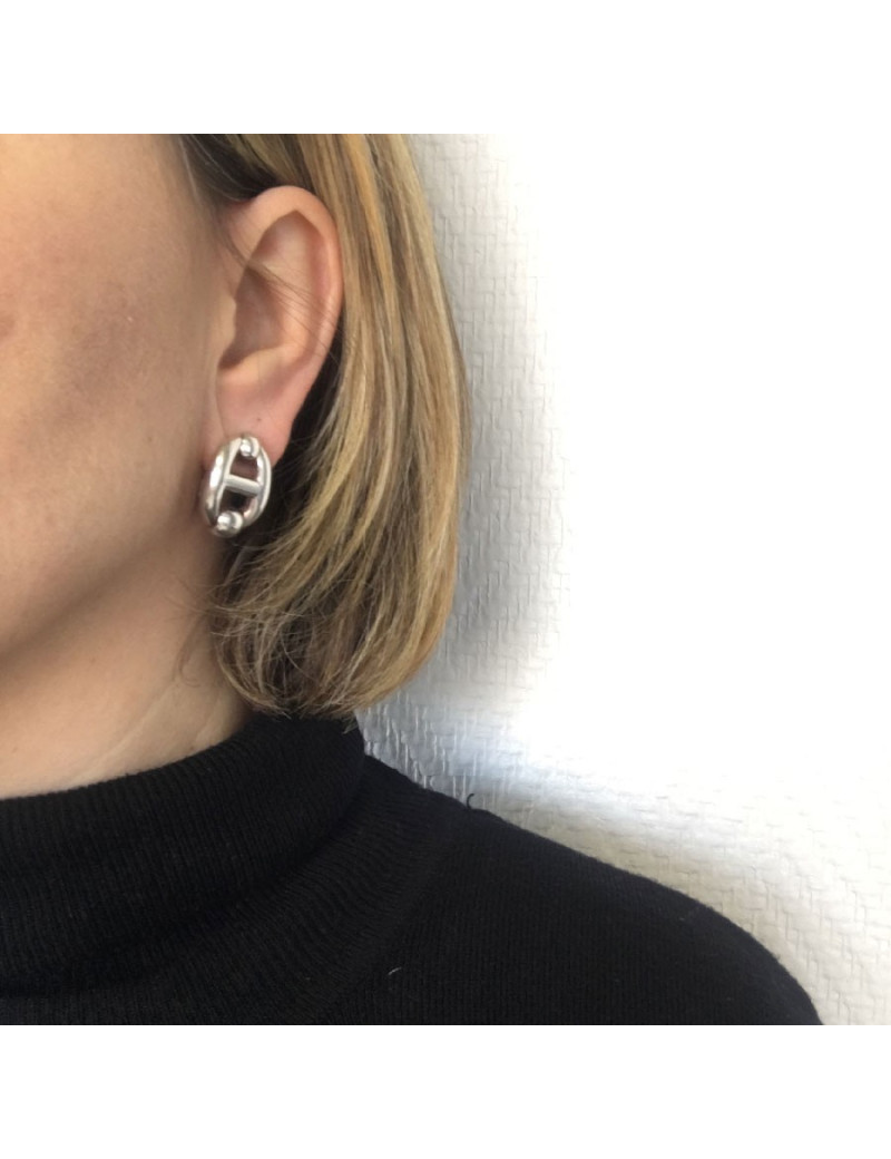 Boucles d'oreille clips HERMES en argent 925