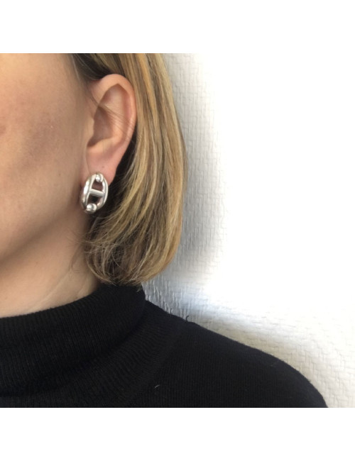 Boucles d'oreille clips HERMES en argent 925