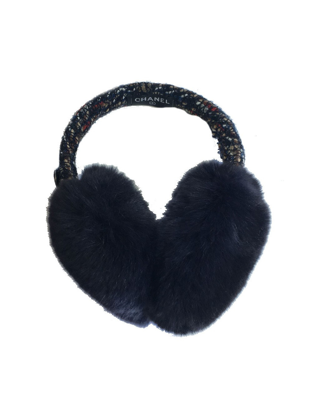 Cache oreilles CHANEL en tweed multicolore et fourrure Orylag