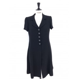 CHANEL Paris Versailles Coat dress in black silk size 42FR
