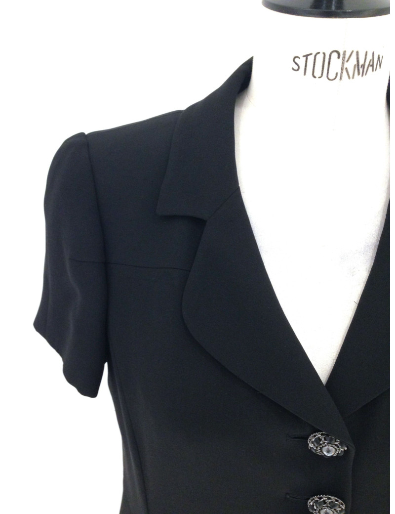 CHANEL Paris Versailles Coat dress in black silk size 42FR