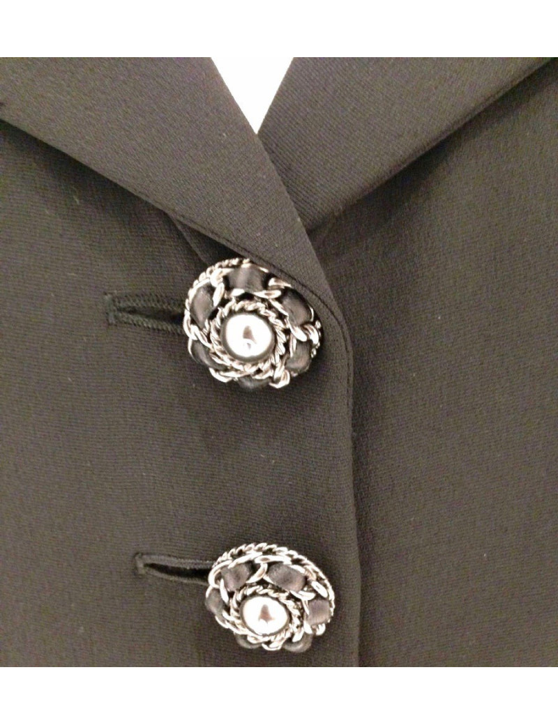 Robe manteau T 42 CHANEL en soie noire