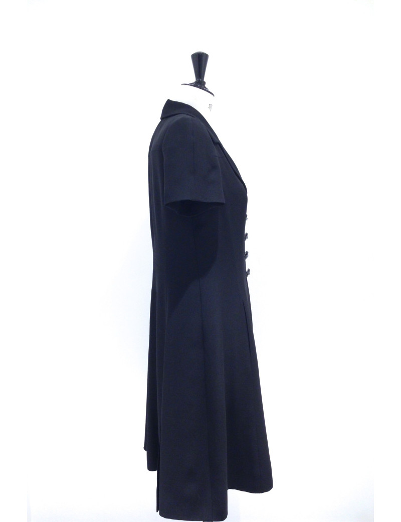 CHANEL Paris Versailles Coat dress in black silk size 42FR