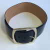 CHANEL wide belt in navy blue patent leather size 38