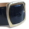 CHANEL wide belt in navy blue patent leather size 38